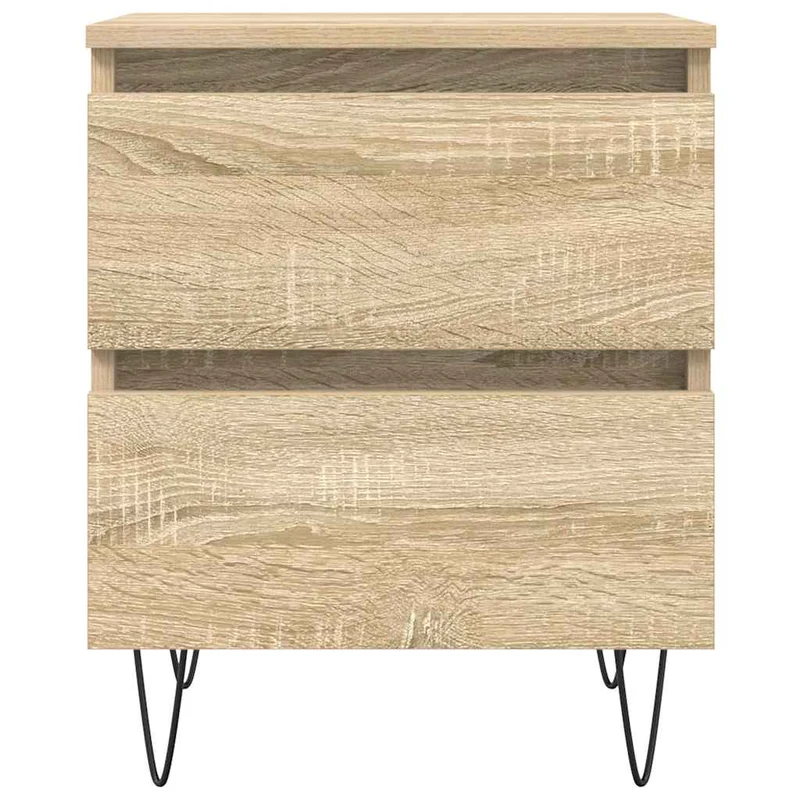 Table de chevet avec deux tiroirs 40 x 35 x 50 cm bois d’ingénierie couleur chêne et fer DEC033836