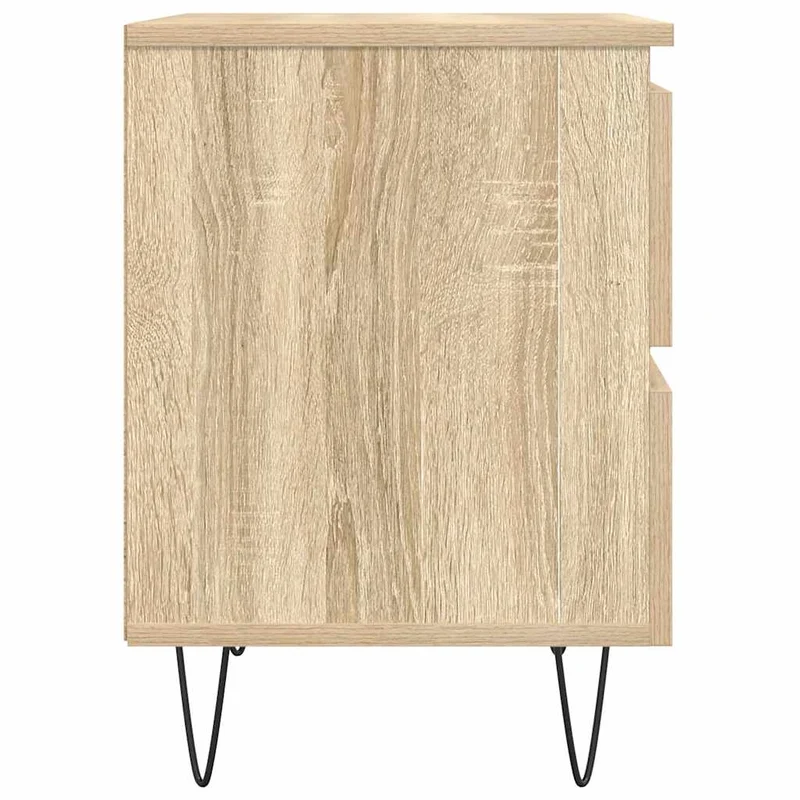 Table de chevet avec deux tiroirs 40 x 35 x 50 cm bois d’ingénierie couleur chêne et fer DEC033836