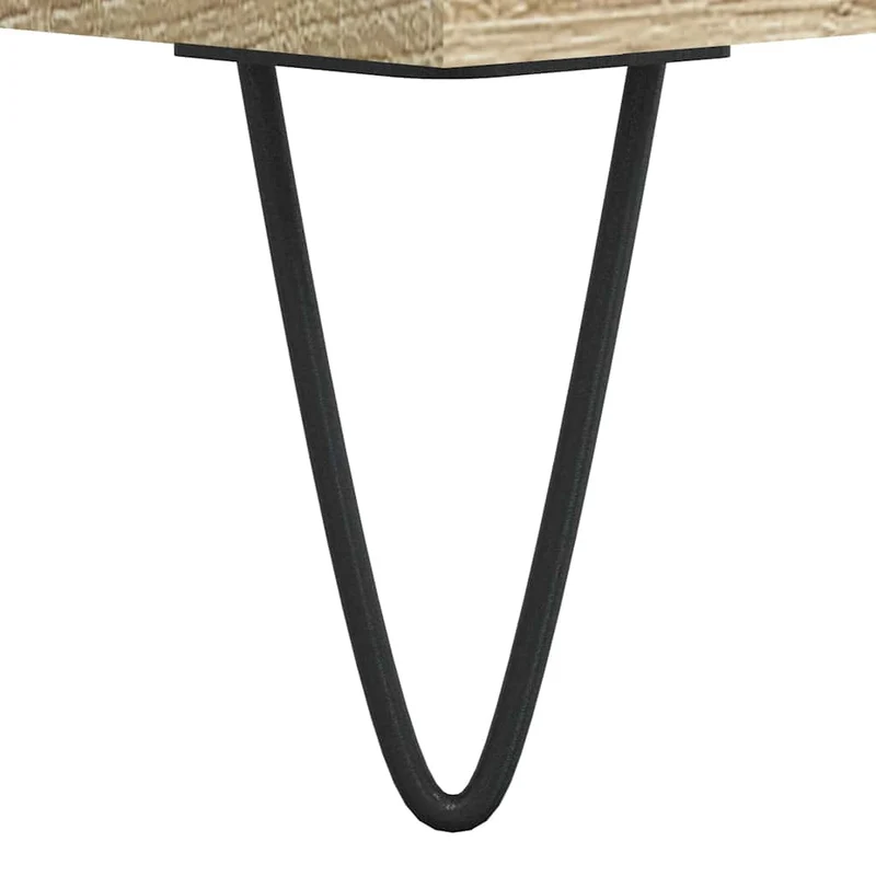 Table de chevet avec deux tiroirs 40 x 35 x 50 cm bois d’ingénierie couleur chêne et fer DEC033836