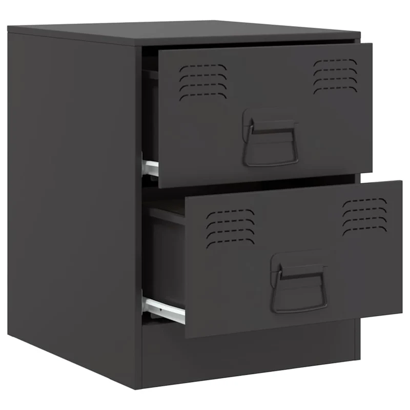 Lot de 2 tables de chevet avec tiroirs 34,5 x 39 x 44 cm acier noir DEC035461