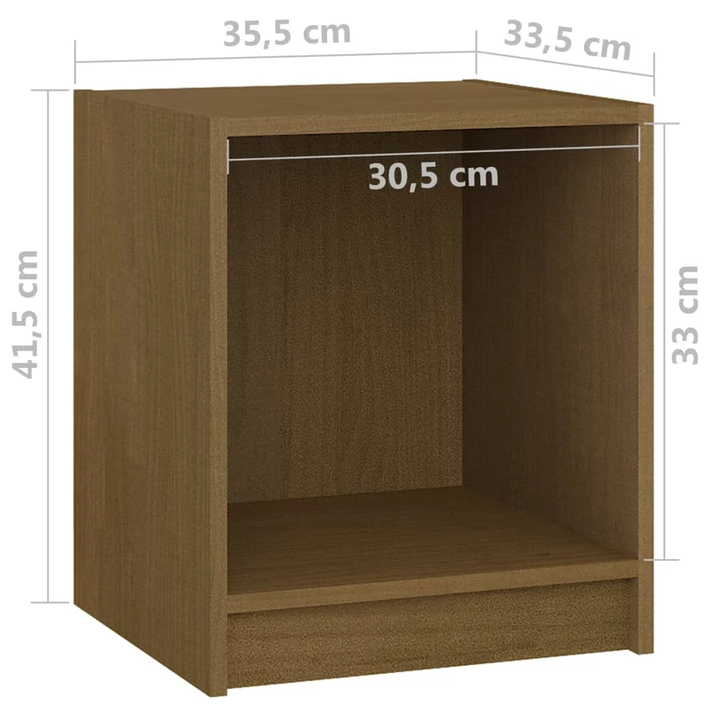 Lot de 2 tables de chevet avec compartiment ouvert 35,5 x 33,5 x 41,5 cm bois de pin marron miel DEC035445