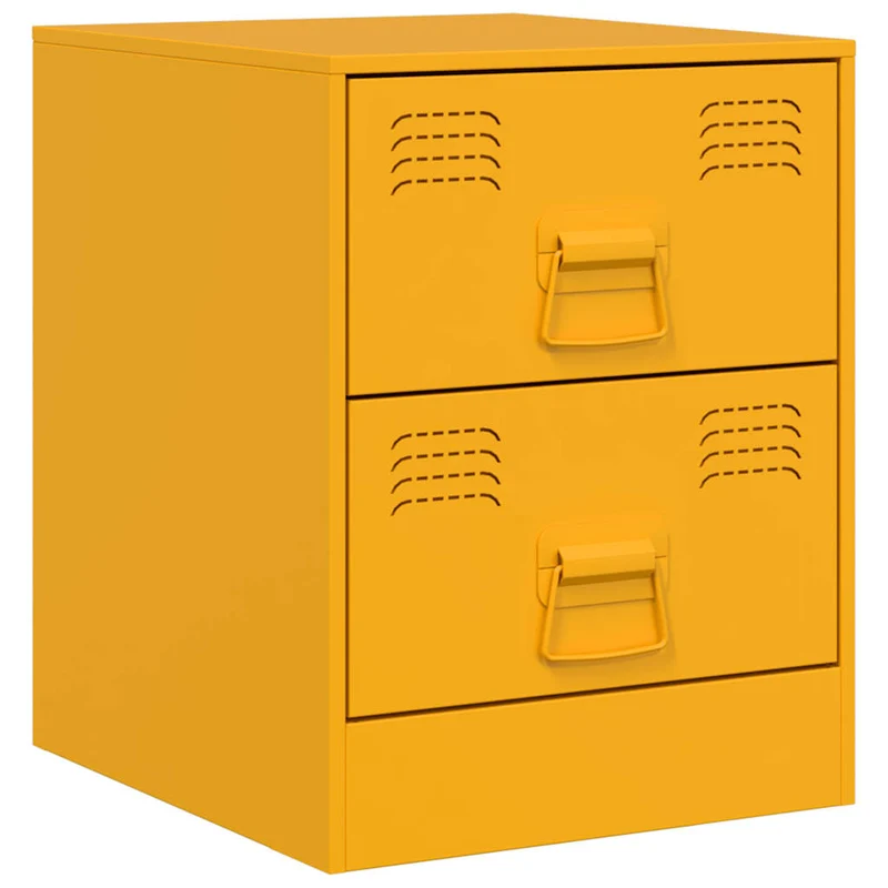 Lot de 2 tables de chevet avec deux tiroirs 34,5 x 39 x 44 cm acier jaune DEC035417