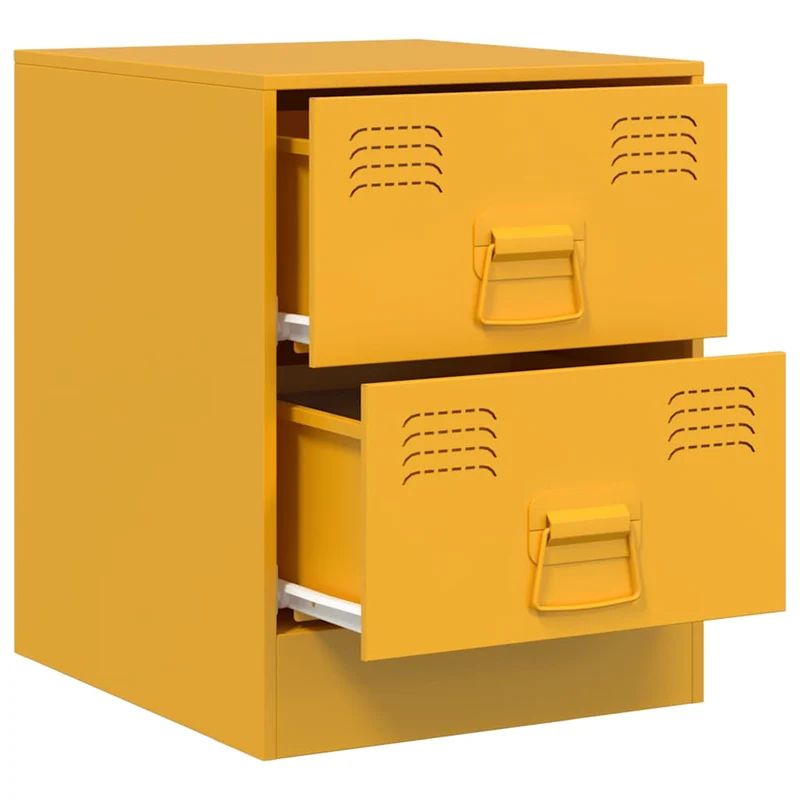 Lot de 2 tables de chevet avec deux tiroirs 34,5 x 39 x 44 cm acier jaune DEC035417