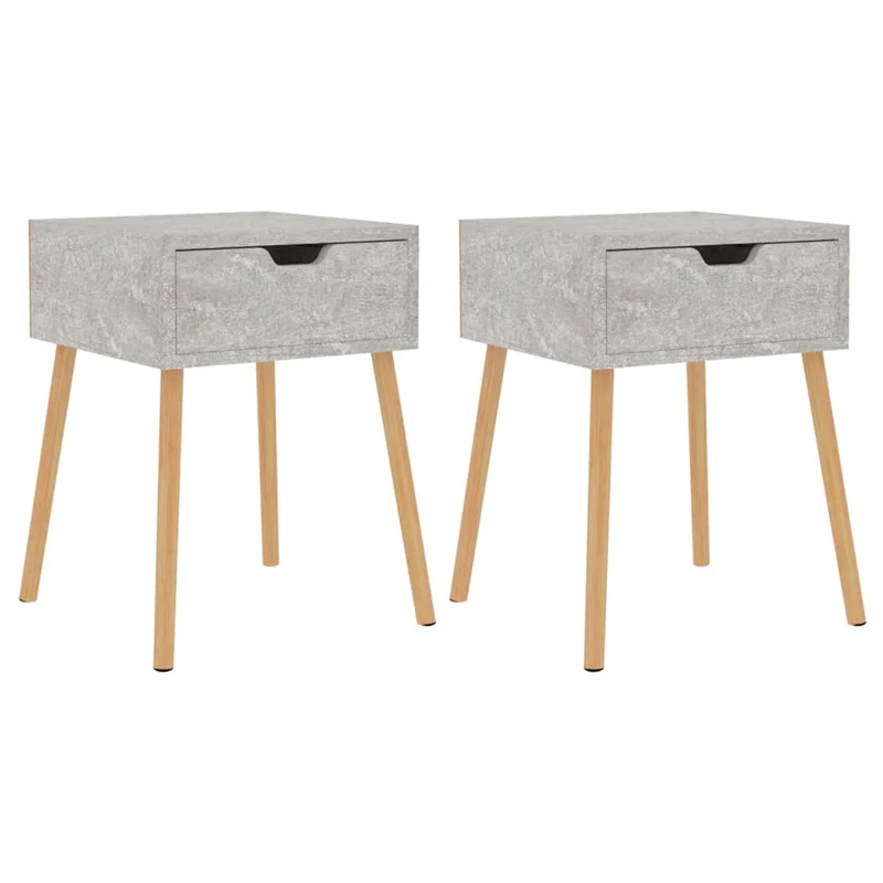 Lot de 2 tables de chevet avec tiroir 40 x 40 x 56 cm bois d'ingénierie gris DEC035398