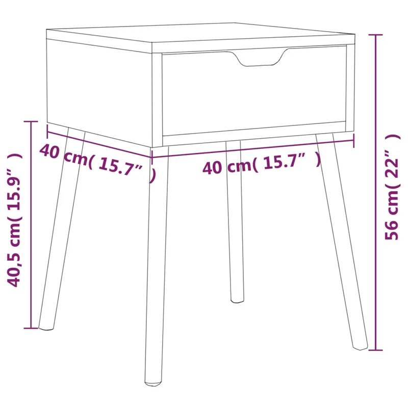 Lot de 2 tables de chevet avec tiroir 40 x 40 x 56 cm bois d'ingénierie gris DEC035398