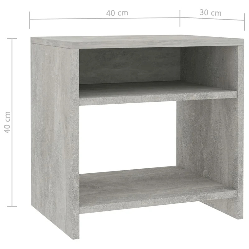Lot de 2 tables de chevet avec étagère 40 x 30 x 40 cm bois d'ingénierie gris DEC035350