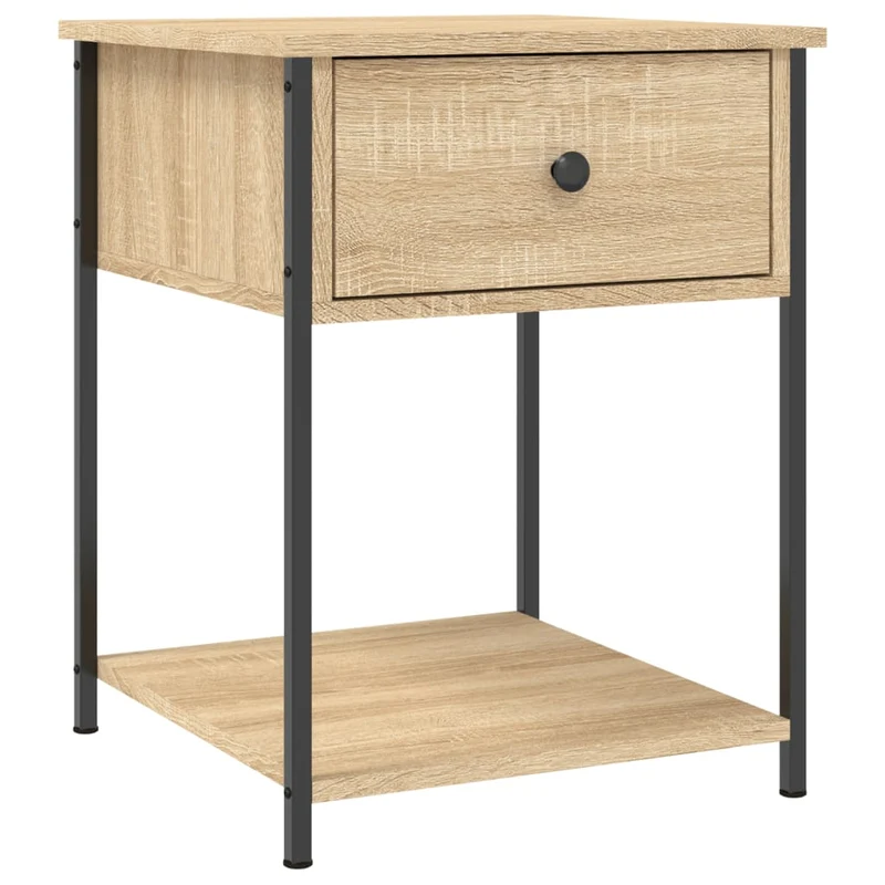 Lot de 2 tables de chevet avec tiroir 44 x 45 x 58 cm bois ingénierie couleur chêne et fer DEC035290