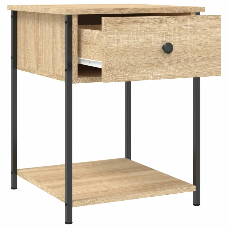 Lot de 2 tables de chevet avec tiroir 44 x 45 x 58 cm bois ingénierie couleur chêne et fer DEC035290