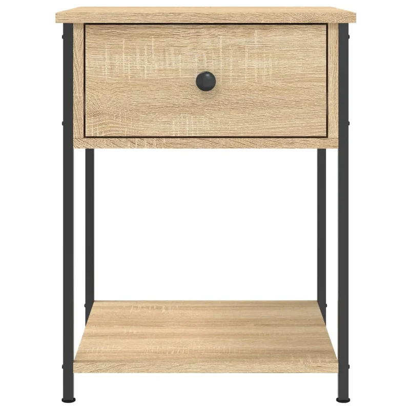 Lot de 2 tables de chevet avec tiroir 44 x 45 x 58 cm bois ingénierie couleur chêne et fer DEC035290