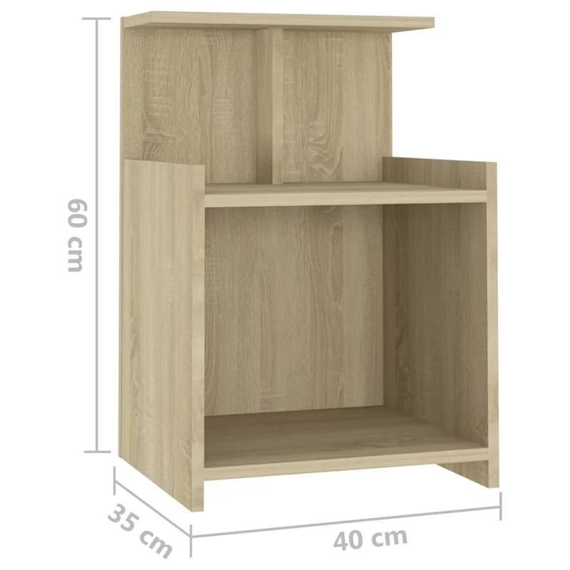 Lot de 2 tables de chevet avec étagères 40 x 35 x 60 cm aggloméré couleur chêne DEC035259