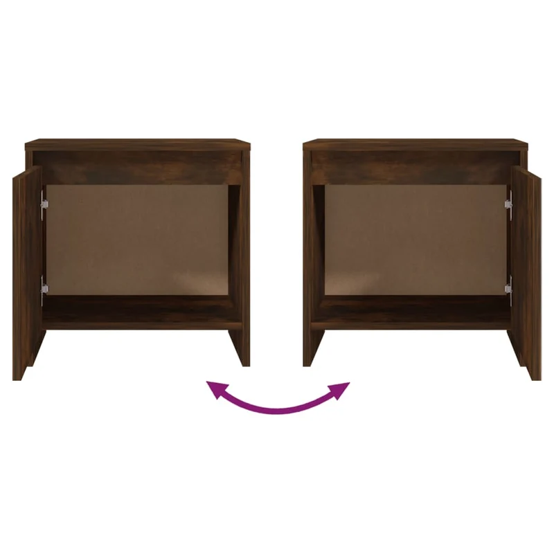 Lot de 2 tables de chevet avec compartiment avec porte 45 x 34 x 44,5 cm bois ingénierie marron DEC035145