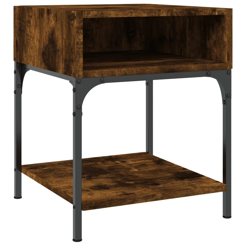 Lot de 2 tables de chevet avec compartiment ouvert 40 x 41 x 50 cm bois d’ingénierie marron et fer DEC035128