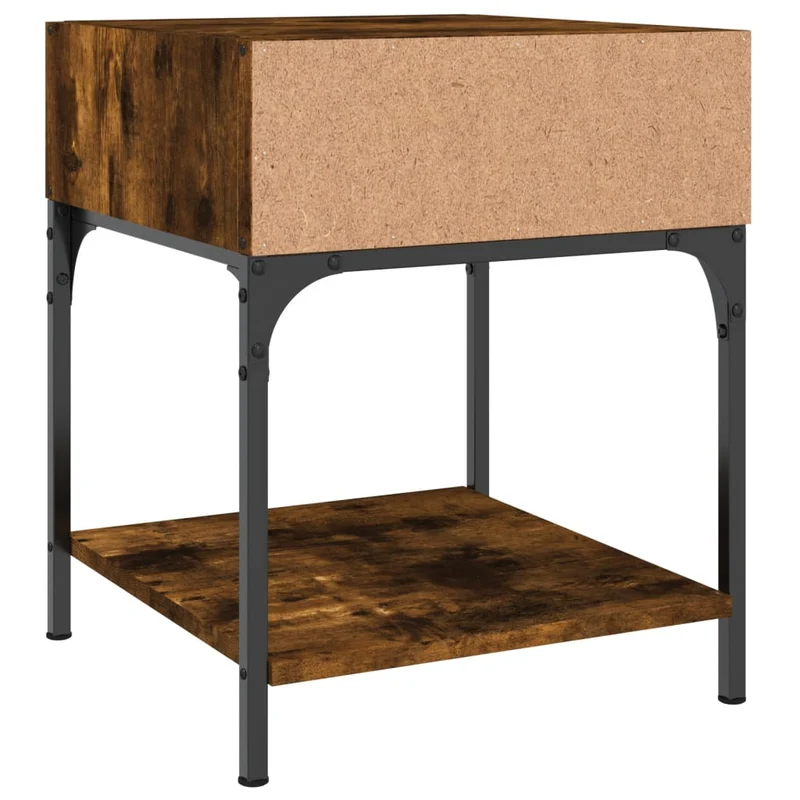 Lot de 2 tables de chevet avec compartiment ouvert 40 x 41 x 50 cm bois d’ingénierie marron et fer DEC035128