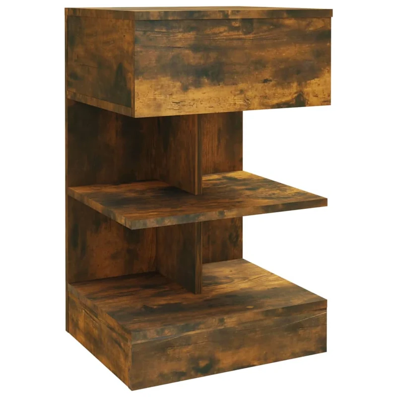 Lot de 2 tables de chevet avec tiroir et étagère 40 x 35 x 65 cm bois d’ingénierie marron DEC035104