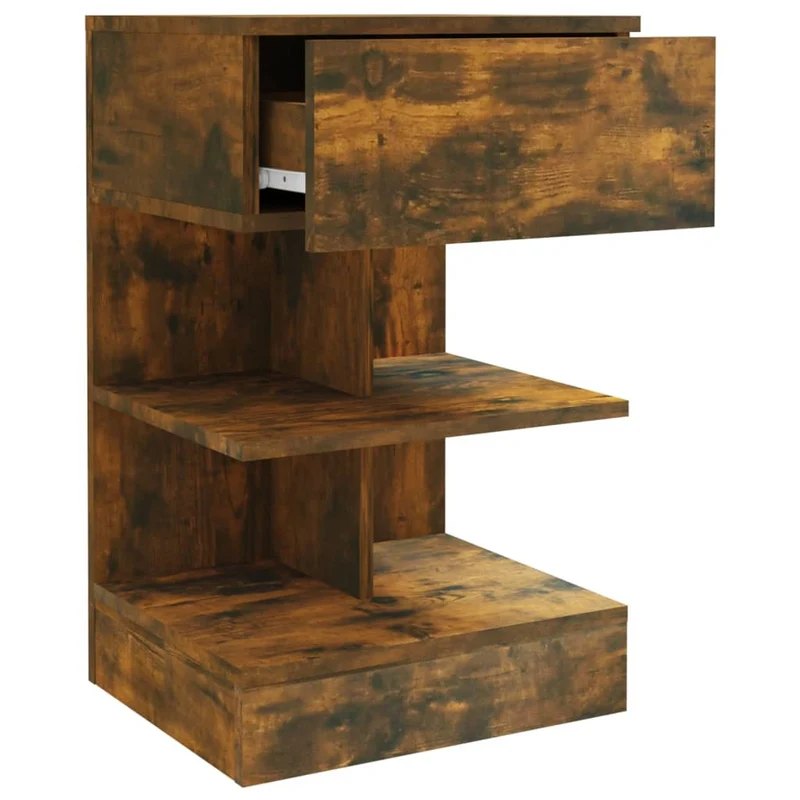 Lot de 2 tables de chevet avec tiroir et étagère 40 x 35 x 65 cm bois d’ingénierie marron DEC035104
