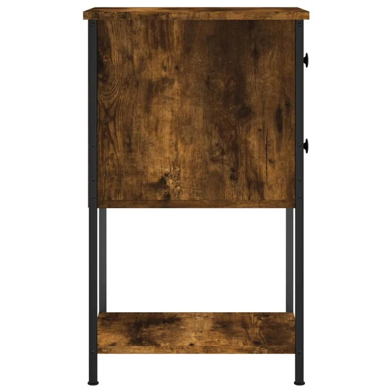 Lot de 2 tables de chevet avec tiroirs et étagère 32 x 42 x 70 cm bois d'ingénierie marron et fer DEC035060