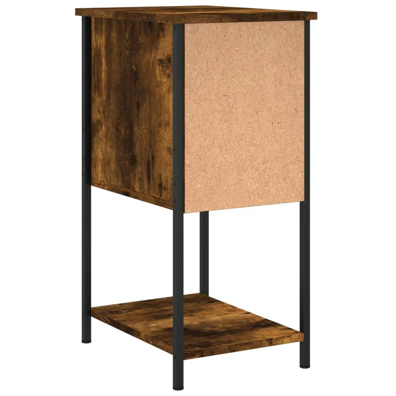 Lot de 2 tables de chevet avec tiroirs et étagère 32 x 42 x 70 cm bois d'ingénierie marron et fer DEC035060