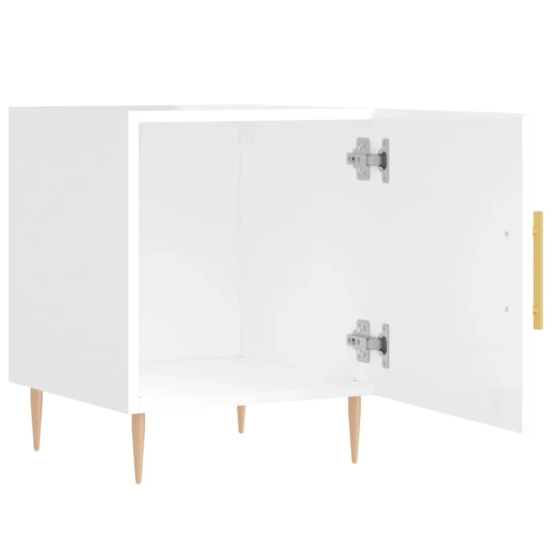 Lot de 2 tables de chevet avec compartiment avec porte 40 x 40 x 50 cm bois d'ingénierie blanc DEC035026