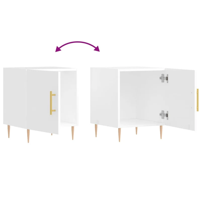 Lot de 2 tables de chevet avec compartiment avec porte 40 x 40 x 50 cm bois d'ingénierie blanc DEC035026