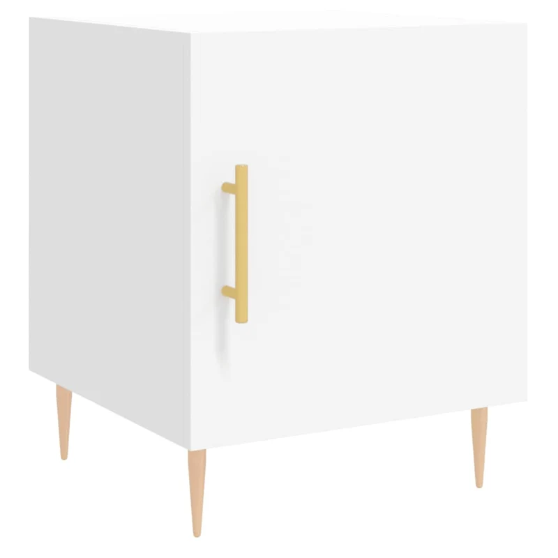 Lot de 2 tables de chevet avec compartiment avec porte 40 x 40 x 50 cm bois d’ingénierie blanc DEC034963