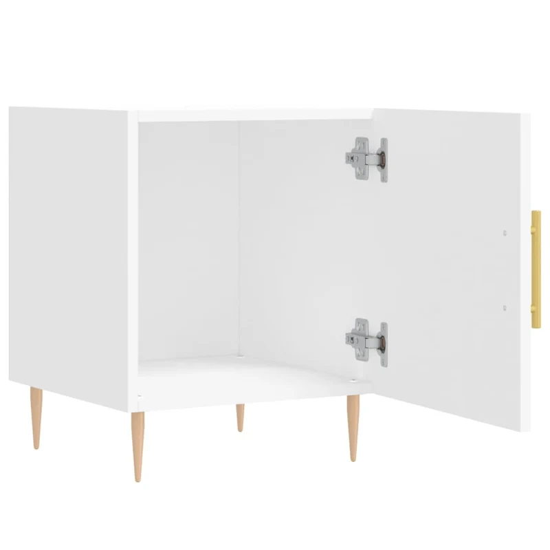 Lot de 2 tables de chevet avec compartiment avec porte 40 x 40 x 50 cm bois d’ingénierie blanc DEC034963