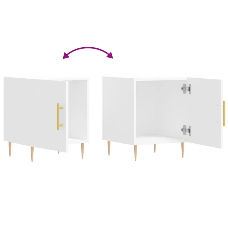 Lot de 2 tables de chevet avec compartiment avec porte 40 x 40 x 50 cm bois d’ingénierie blanc DEC034963
