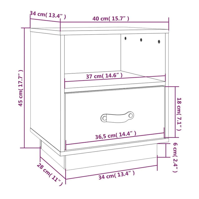 Lot de 2 tables de chevet avec tiroir et compartiment ouvert 40 x 34 x 45 cm bois de pin blanc DEC034906