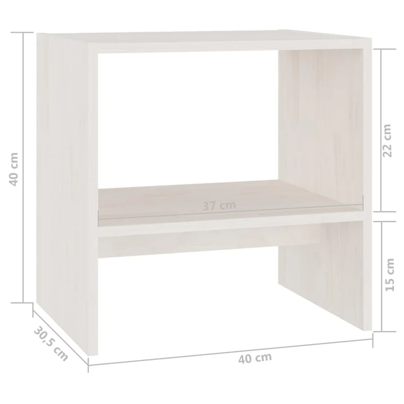 Lot de 2 tables de chevet avec étagère 40 x 30,5 x 40 cm bois de pin blanc DEC034885