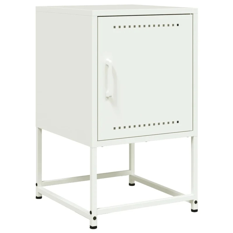 Lot de 2 tables de chevet avec compartiment avec porte 36 x 39 x 60,5 cm acier blanc DEC034872