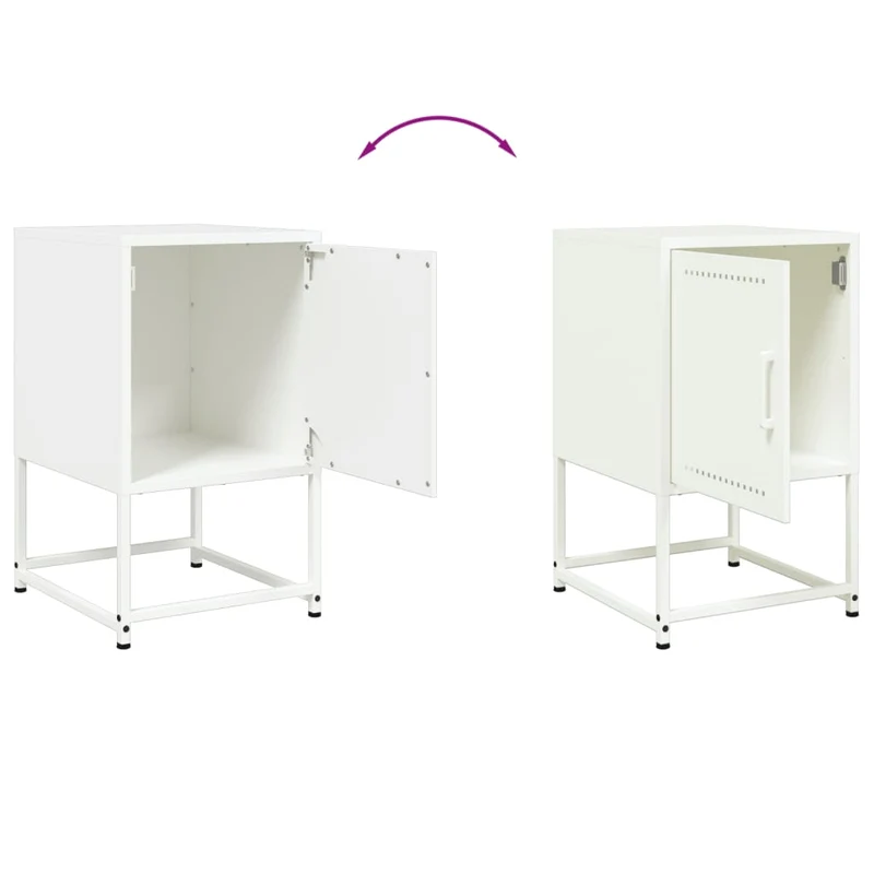 Lot de 2 tables de chevet avec compartiment avec porte 36 x 39 x 60,5 cm acier blanc DEC034872