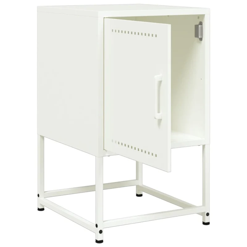 Lot de 2 tables de chevet avec compartiment avec porte 36 x 39 x 60,5 cm acier blanc DEC034872