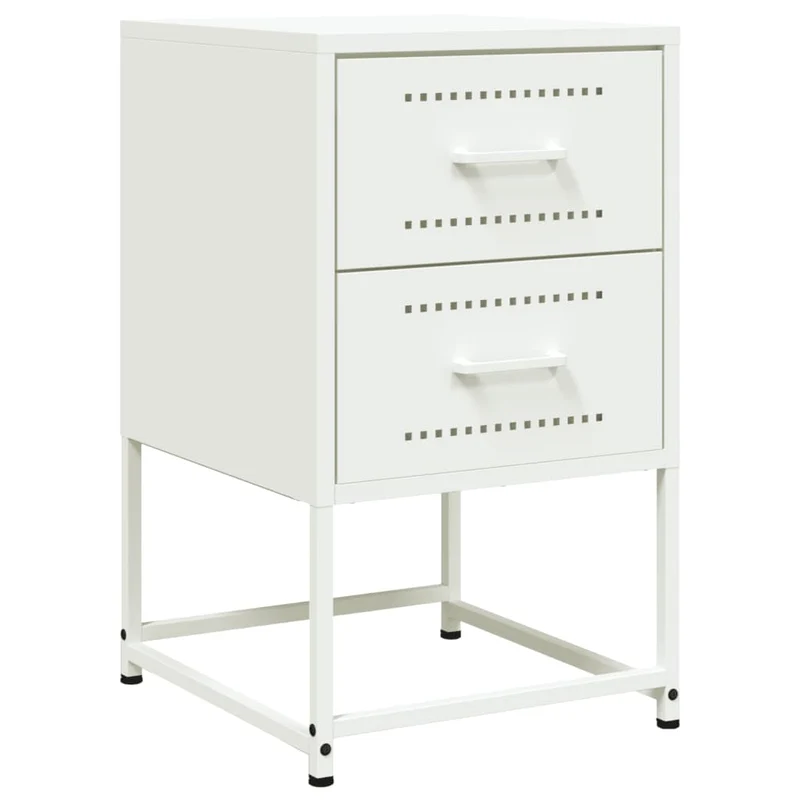 Lot de 2 tables de chevet avec tiroirs 36 x 39 x 60,5 cm acier blanc DEC034871