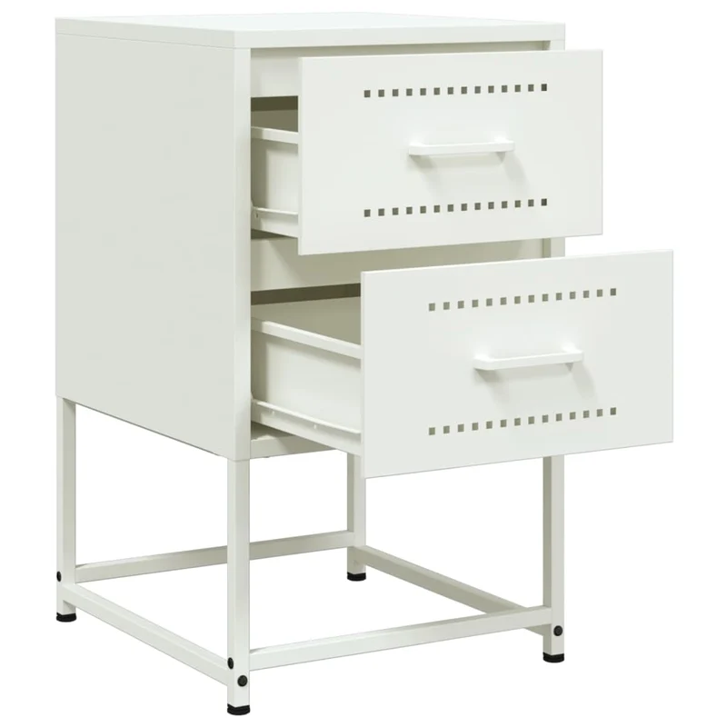 Lot de 2 tables de chevet avec tiroirs 36 x 39 x 60,5 cm acier blanc DEC034871