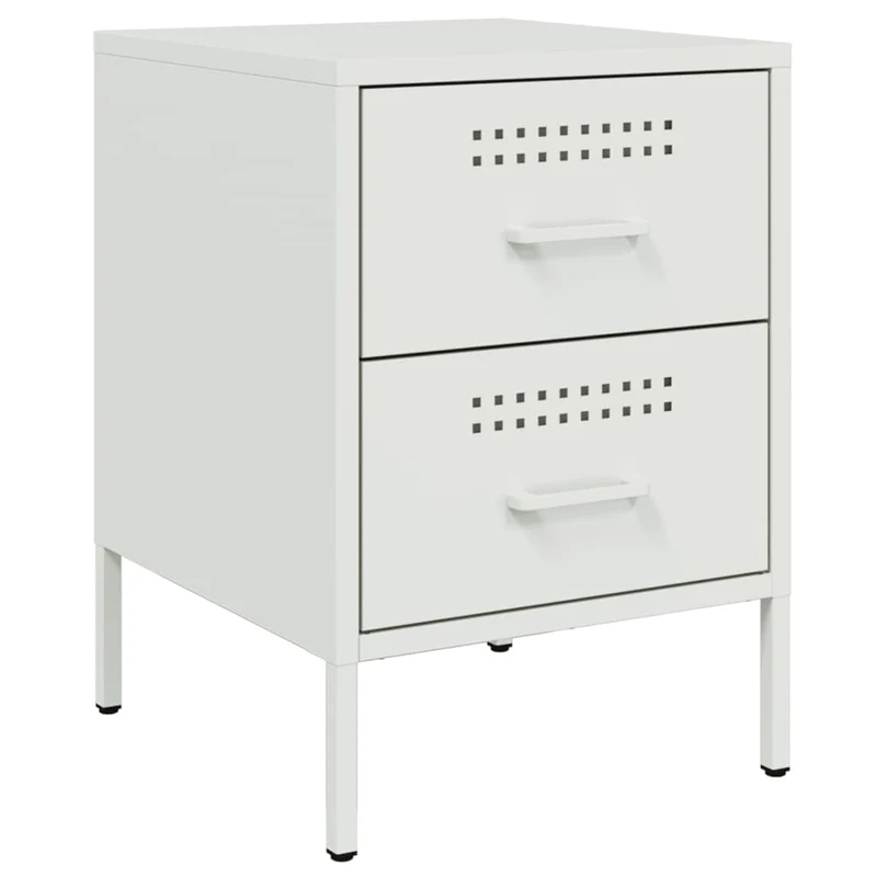 Lot de 2 tables de chevet avec tiroirs 36 x 39 x 50,5 cm acier blanc DEC034868