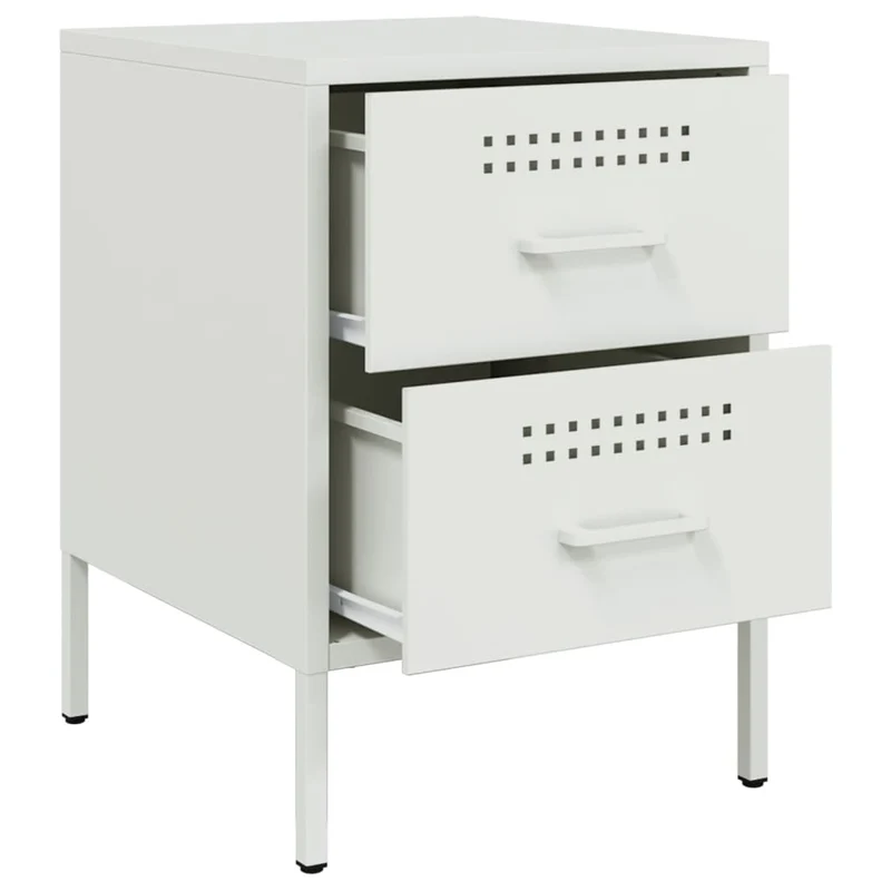 Lot de 2 tables de chevet avec tiroirs 36 x 39 x 50,5 cm acier blanc DEC034868