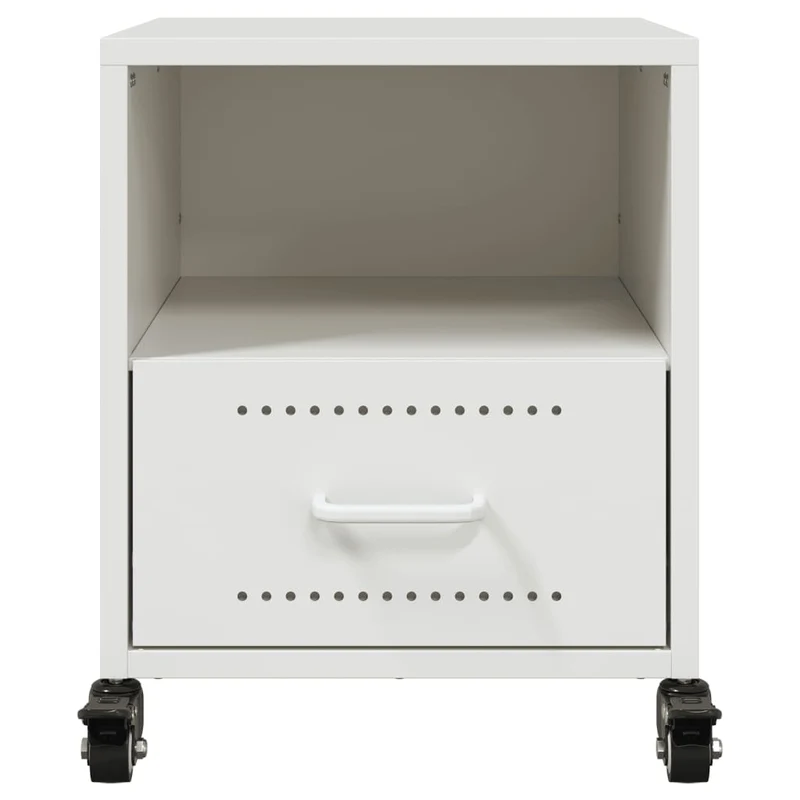 Lot de 2 tables de chevet sur roulettes avec tiroir 36 x 39 x 43,5 cm acier blanc DEC034865