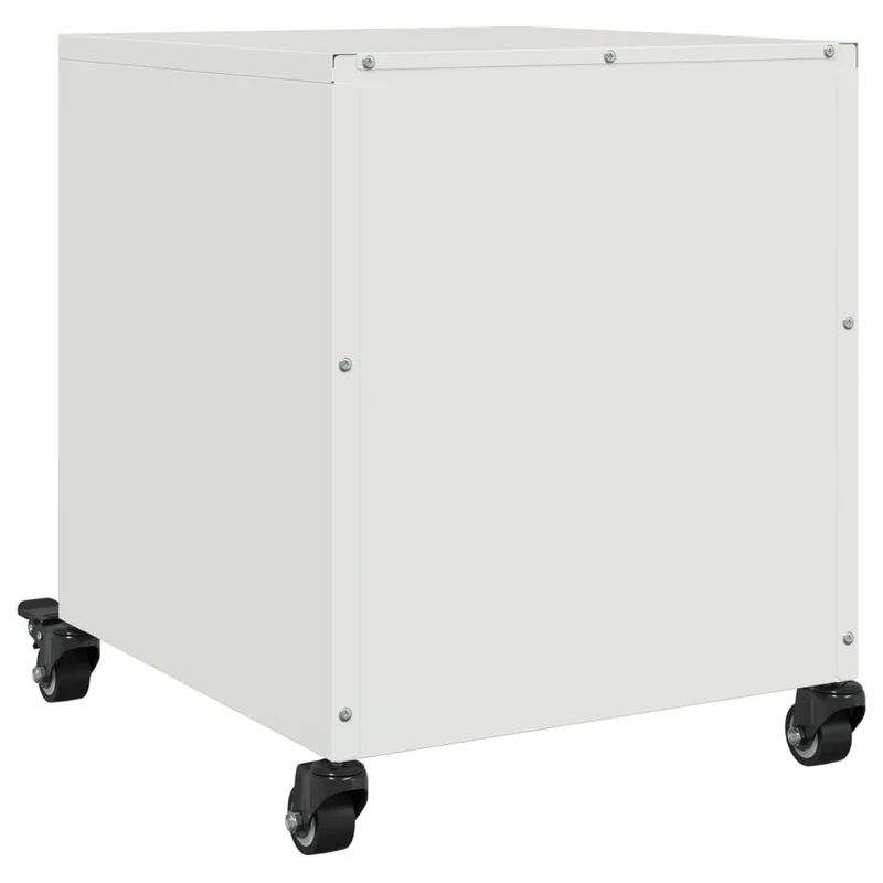 Lot de 2 tables de chevet sur roulettes avec tiroir 36 x 39 x 43,5 cm acier blanc DEC034865