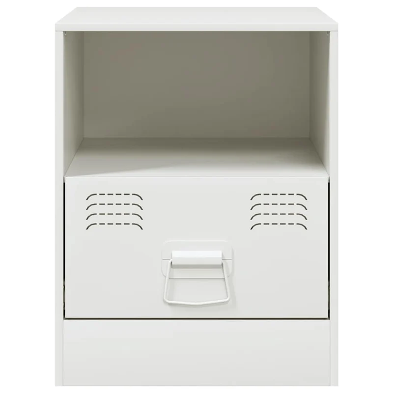 Lot de 2 tables de chevet avec tiroir et compartiment ouvert 34,5 x 39 x 44 cm acier blanc DEC034851