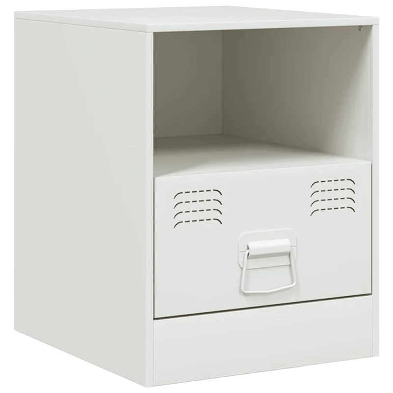 Lot de 2 tables de chevet avec tiroir et compartiment ouvert 34,5 x 39 x 44 cm acier blanc DEC034851