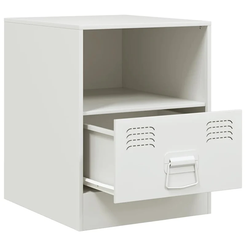 Lot de 2 tables de chevet avec tiroir et compartiment ouvert 34,5 x 39 x 44 cm acier blanc DEC034851