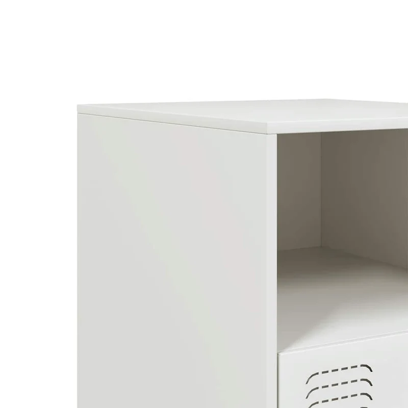 Lot de 2 tables de chevet avec tiroir et compartiment ouvert 34,5 x 39 x 44 cm acier blanc DEC034851