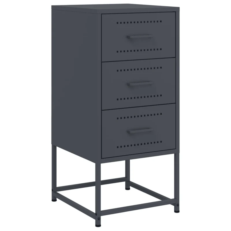Lot de 2 tables de chevet avec 3 tiroirs 36 x 39 x 78 cm acier anthracite DEC034833
