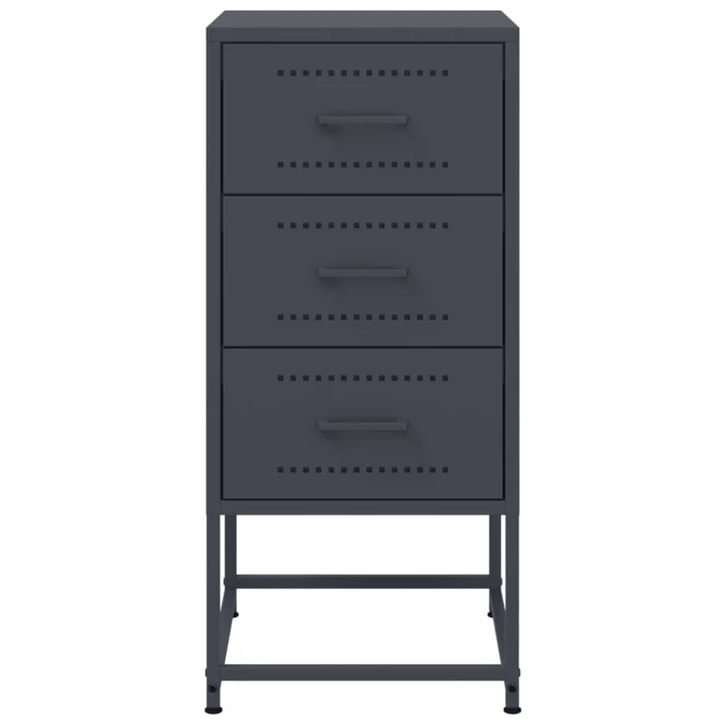 Lot de 2 tables de chevet avec 3 tiroirs 36 x 39 x 78 cm acier anthracite DEC034833