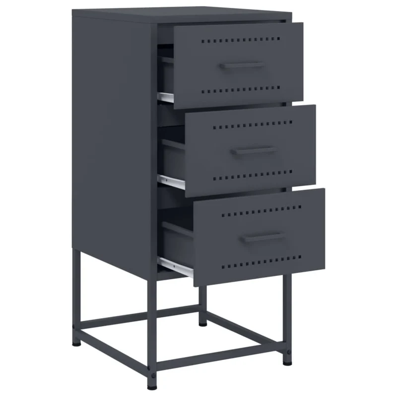 Lot de 2 tables de chevet avec 3 tiroirs 36 x 39 x 78 cm acier anthracite DEC034833