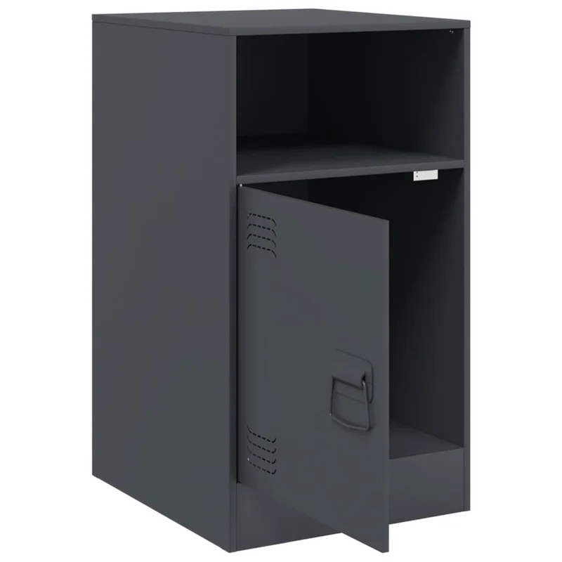 Lot de 2 tables de chevet avec compartiment avec porte 34,5 x 39 x 62 cm acier anthracite DEC034820