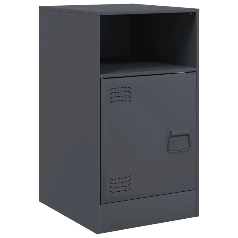 Lot de 2 tables de chevet avec compartiment avec porte 34,5 x 39 x 62 cm acier anthracite DEC034820