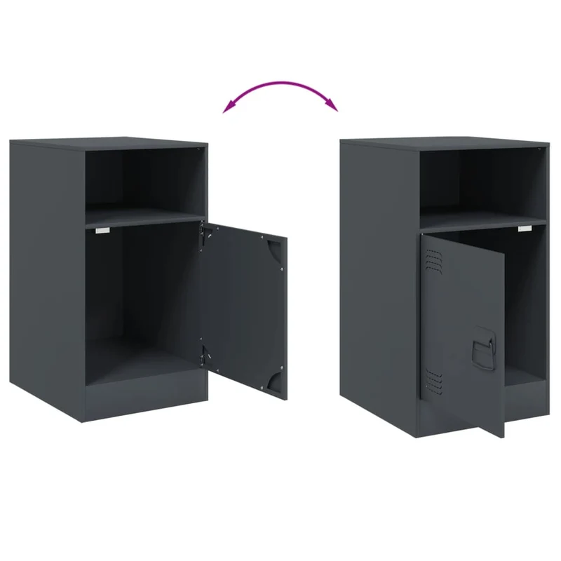 Lot de 2 tables de chevet avec compartiment avec porte 34,5 x 39 x 62 cm acier anthracite DEC034820