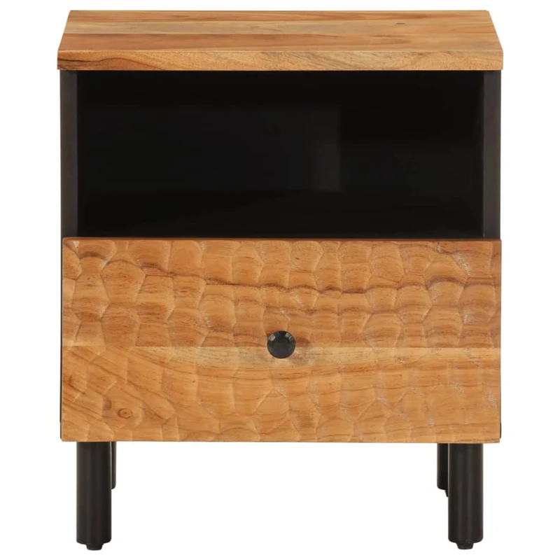 Lot de 2 tables de chevet avec tiroir et compartiment 40 x 33 x 46 cm bois d'acacia et fer DEC034770