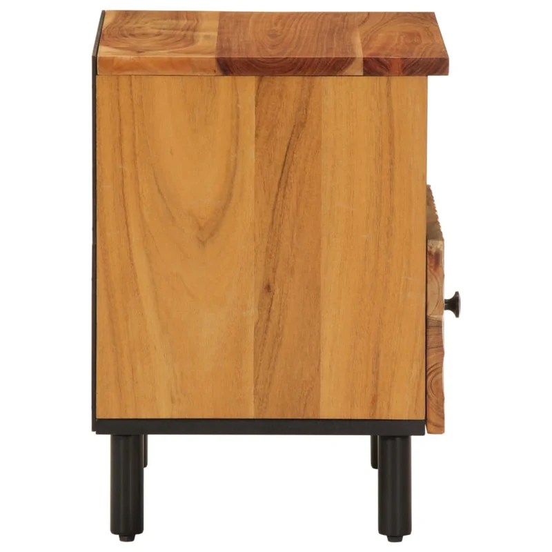 Lot de 2 tables de chevet avec tiroir et compartiment 40 x 33 x 46 cm bois d'acacia et fer DEC034770