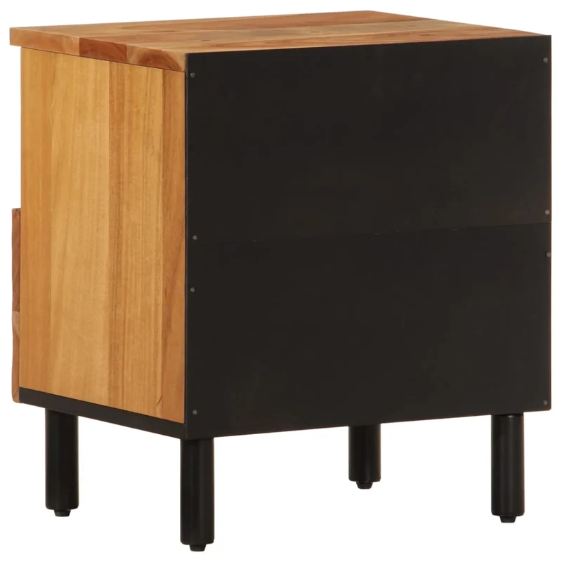 Lot de 2 tables de chevet avec tiroir et compartiment 40 x 33 x 46 cm bois d'acacia et fer DEC034770